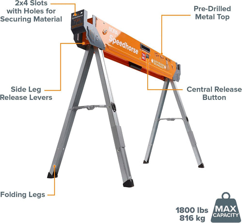 2 Pack Folding Heavy Duty Metal Sawhorse K5926