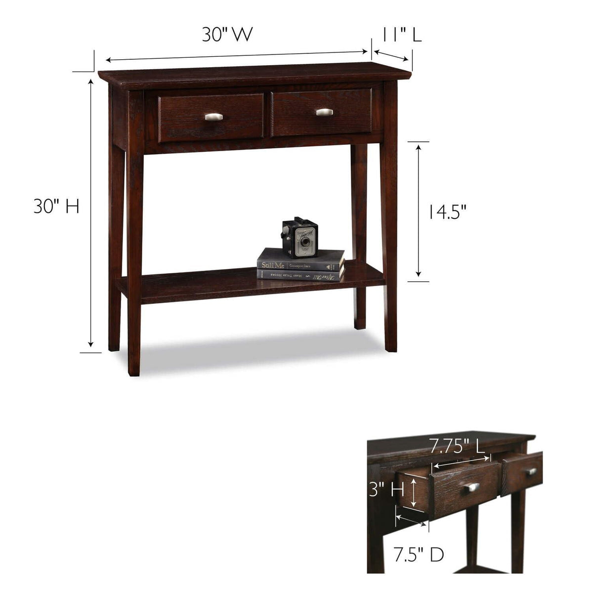 Slim Hallway Console Table with Two Drawers and Storage Shelf P145