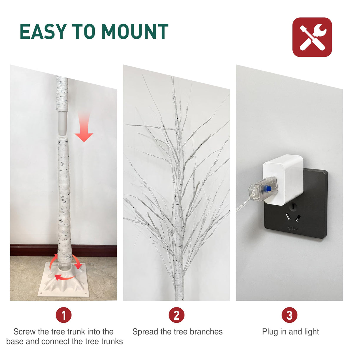 White Birch Tree with Lights, 2PCS C542764