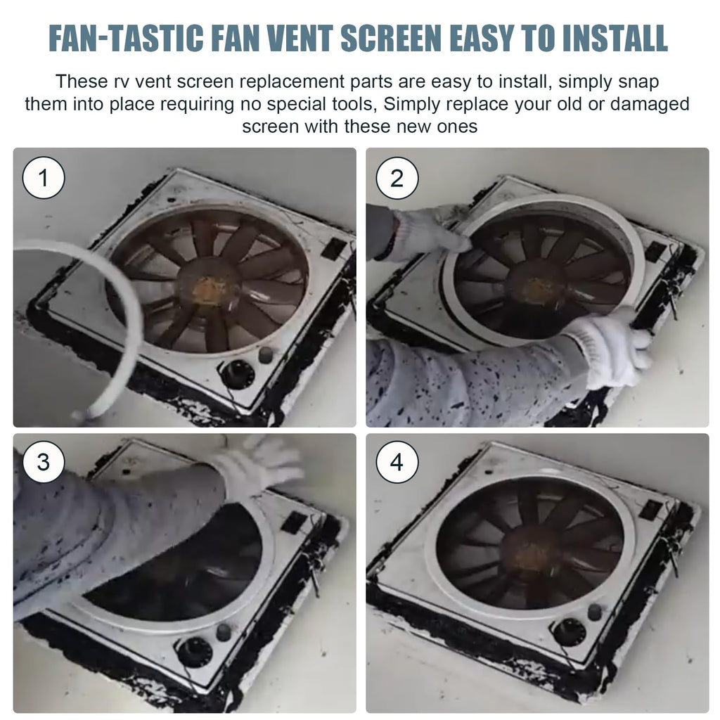 White 2PCS RV Vent Screen Roof Fan Frame Parts A108793