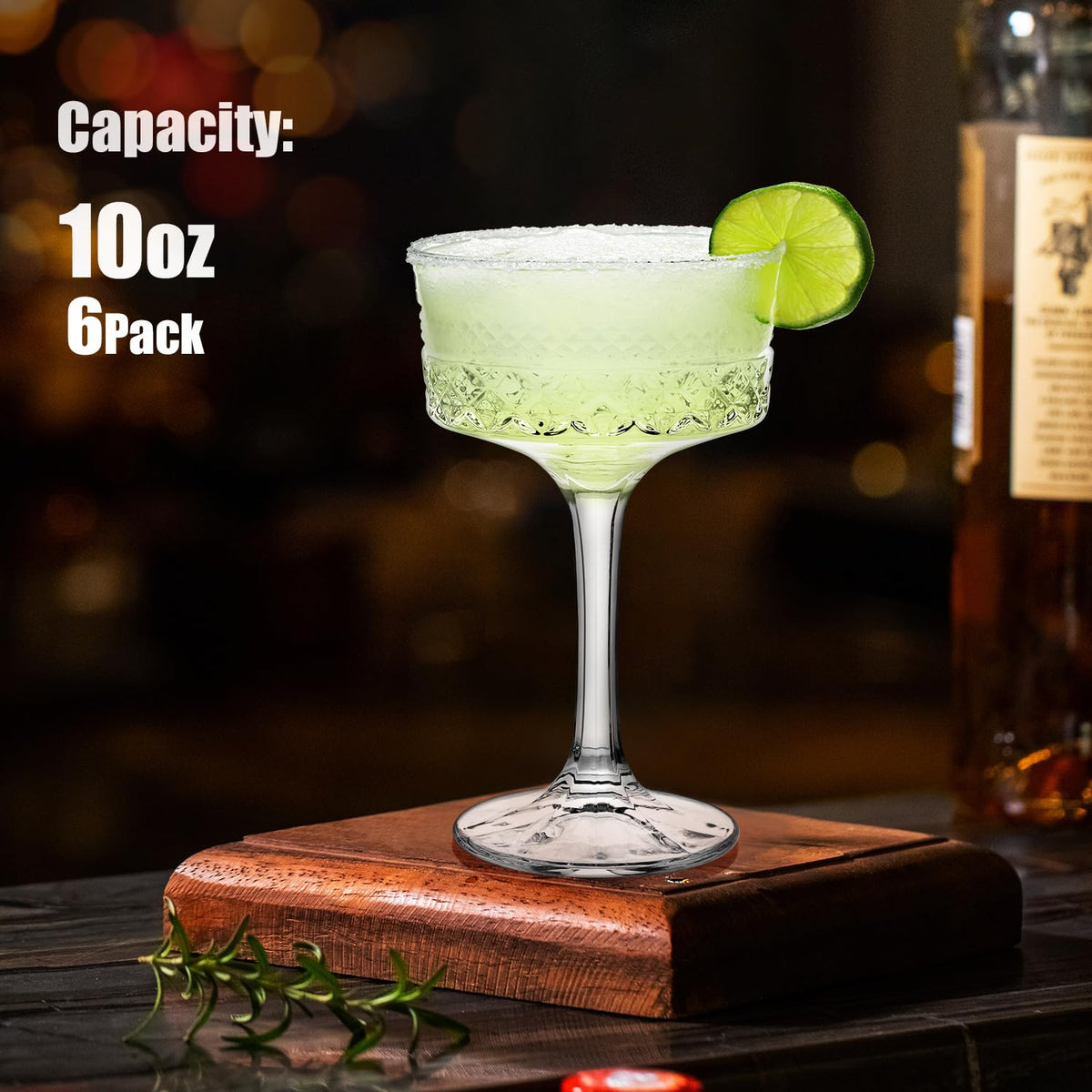 6 Pcs 10 oz Ribbed Coupe Cocktail Glasses Set D549