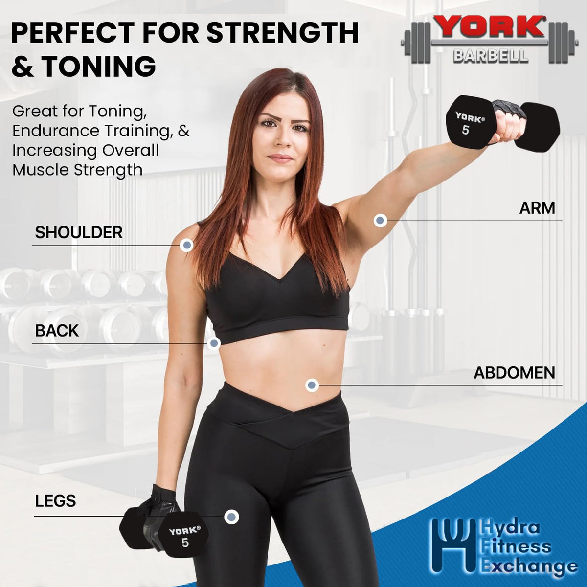 Neoprene Hexagon Dumbbells with Cast Ergo Handle 10lb Pack of 1 J119516