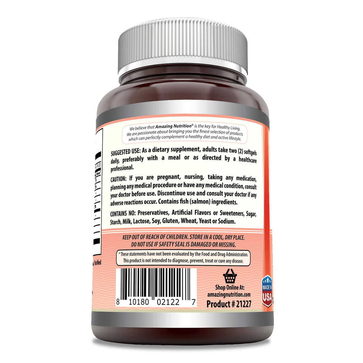 Wild Alaskan Salmon Oil 2000 Mg 180 Softgels Non-GMO Gluten-Free X78150