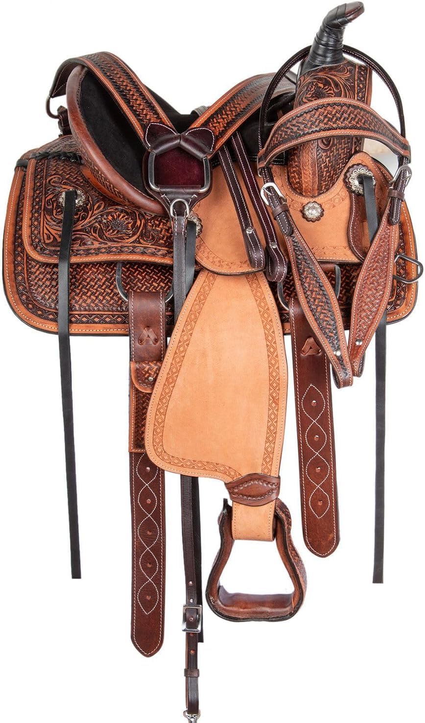 Leather Horse Saddle Set with Tack & Stirrups K393767