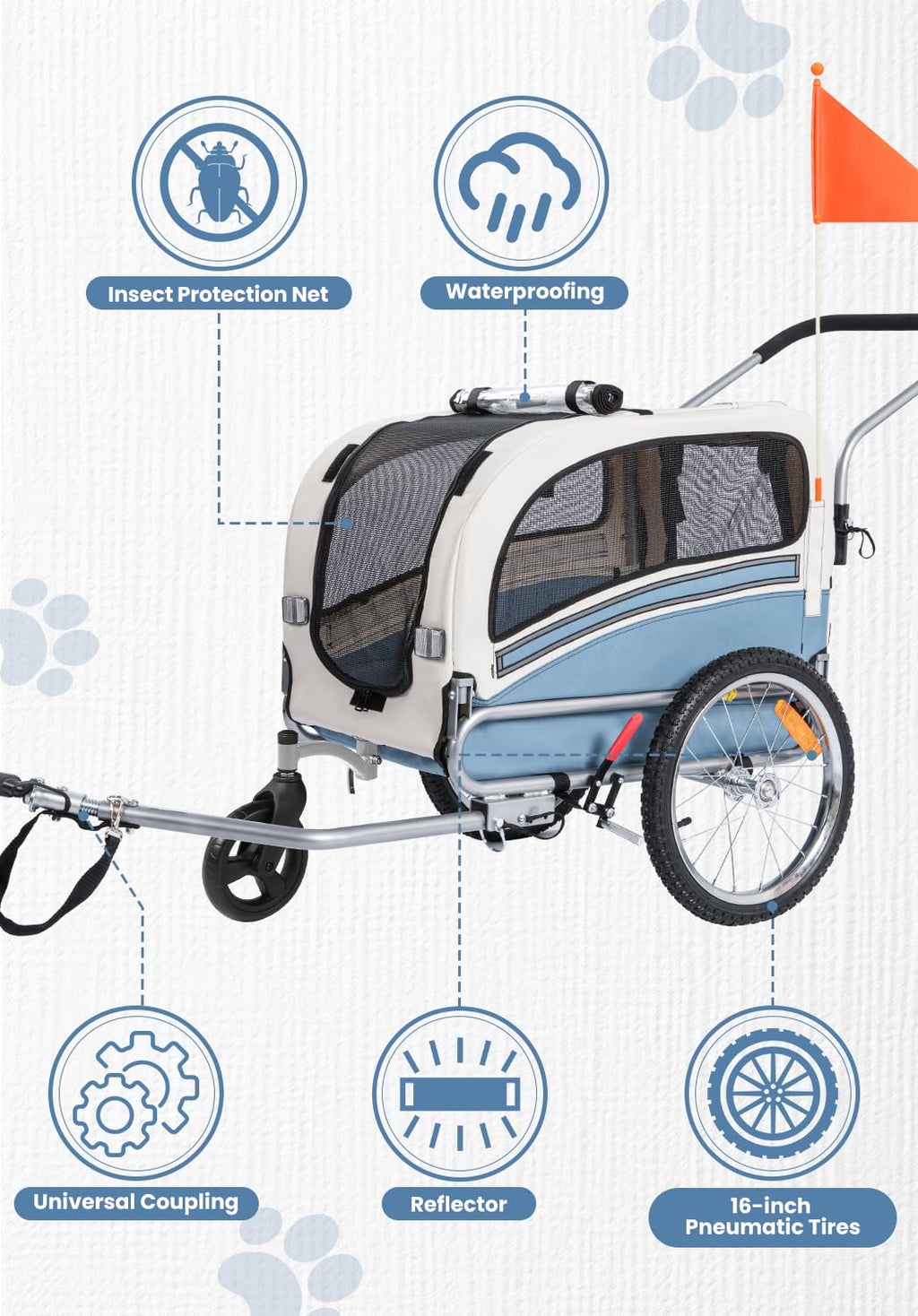 2 in 1 Pet Bicycle Trailer with 6" Stroller Wheel U30991