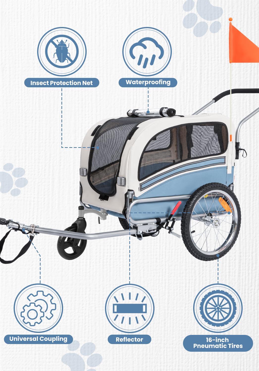 2 in 1 Pet Bicycle Trailer with 6" Stroller Wheel U30991