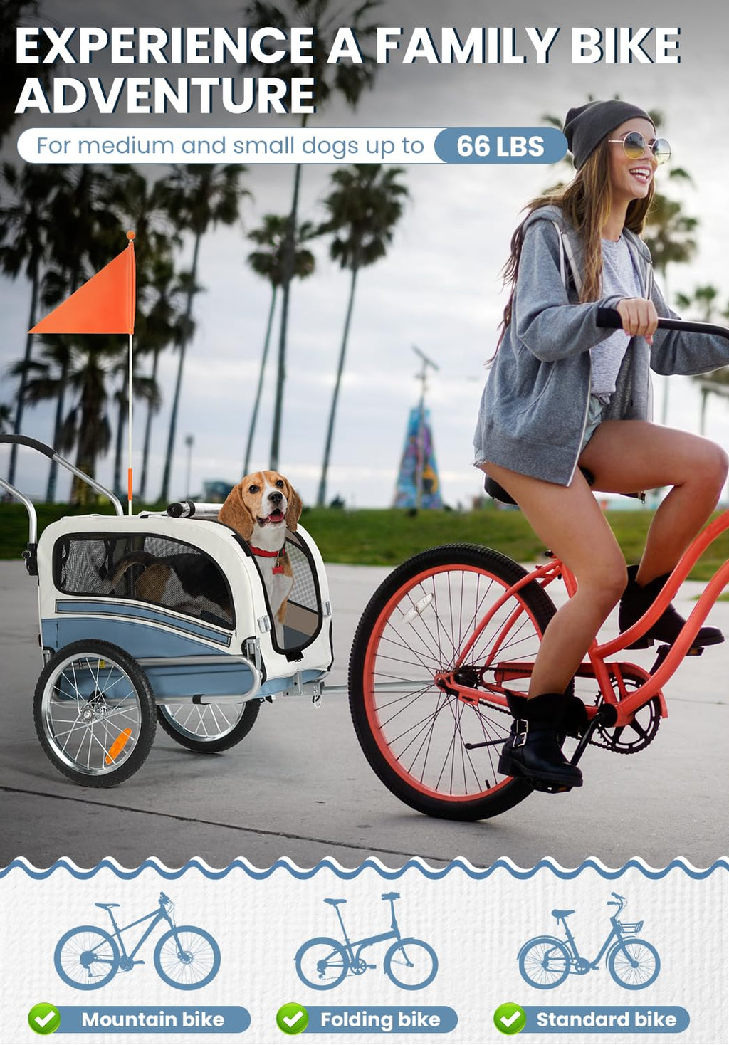 2 in 1 Pet Bicycle Trailer with 6" Stroller Wheel U30991