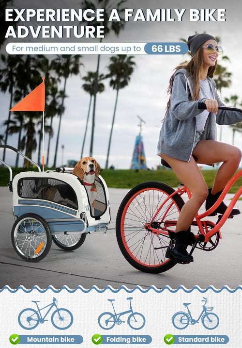 2 in 1 Pet Bicycle Trailer with 6" Stroller Wheel U30991