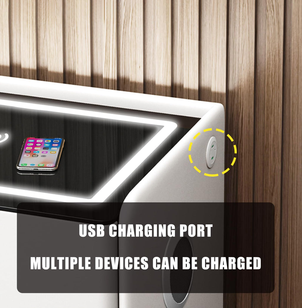 Khaki 3 Drawer Smart Nightstand with Wireless Charging I844