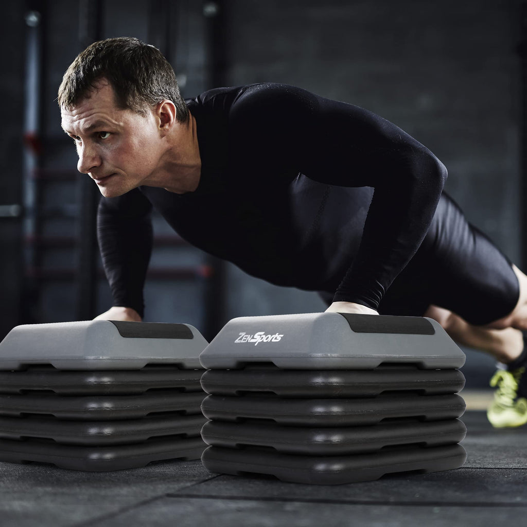 Height Adjustable Step Aerobic Platform with 4 Risers Z373