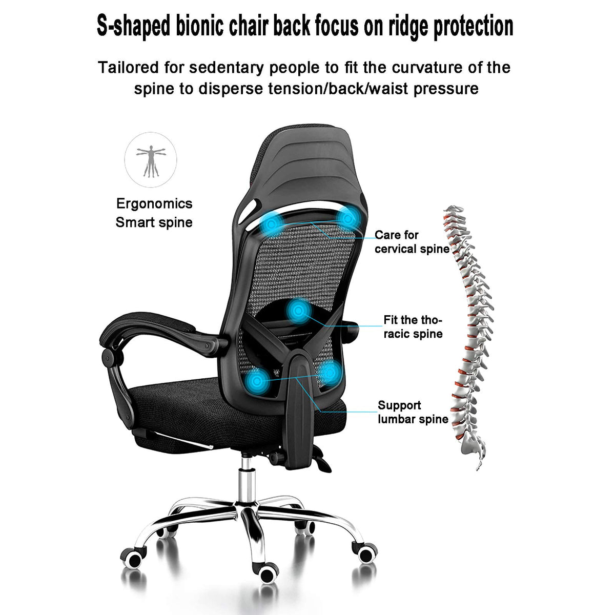 Orange Height Adjustable Mesh Ergonomic Office Chair J2608