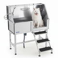 46 Inch Stainless Steel Dog Washing Station with Stair U182731
