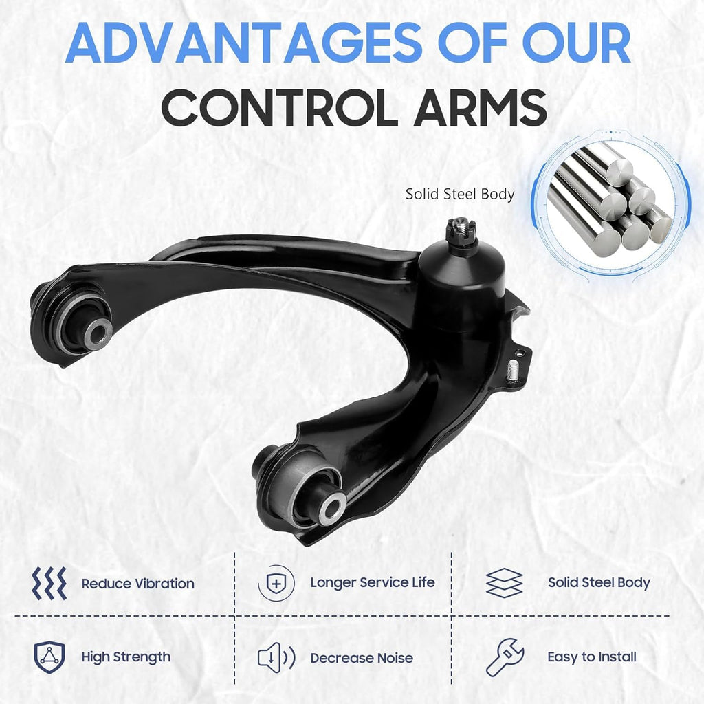 Front Upper and Lower Control Arms with Ball Joint, Outer Tie Rods Sway Bars Suspension Kit 12pc T389