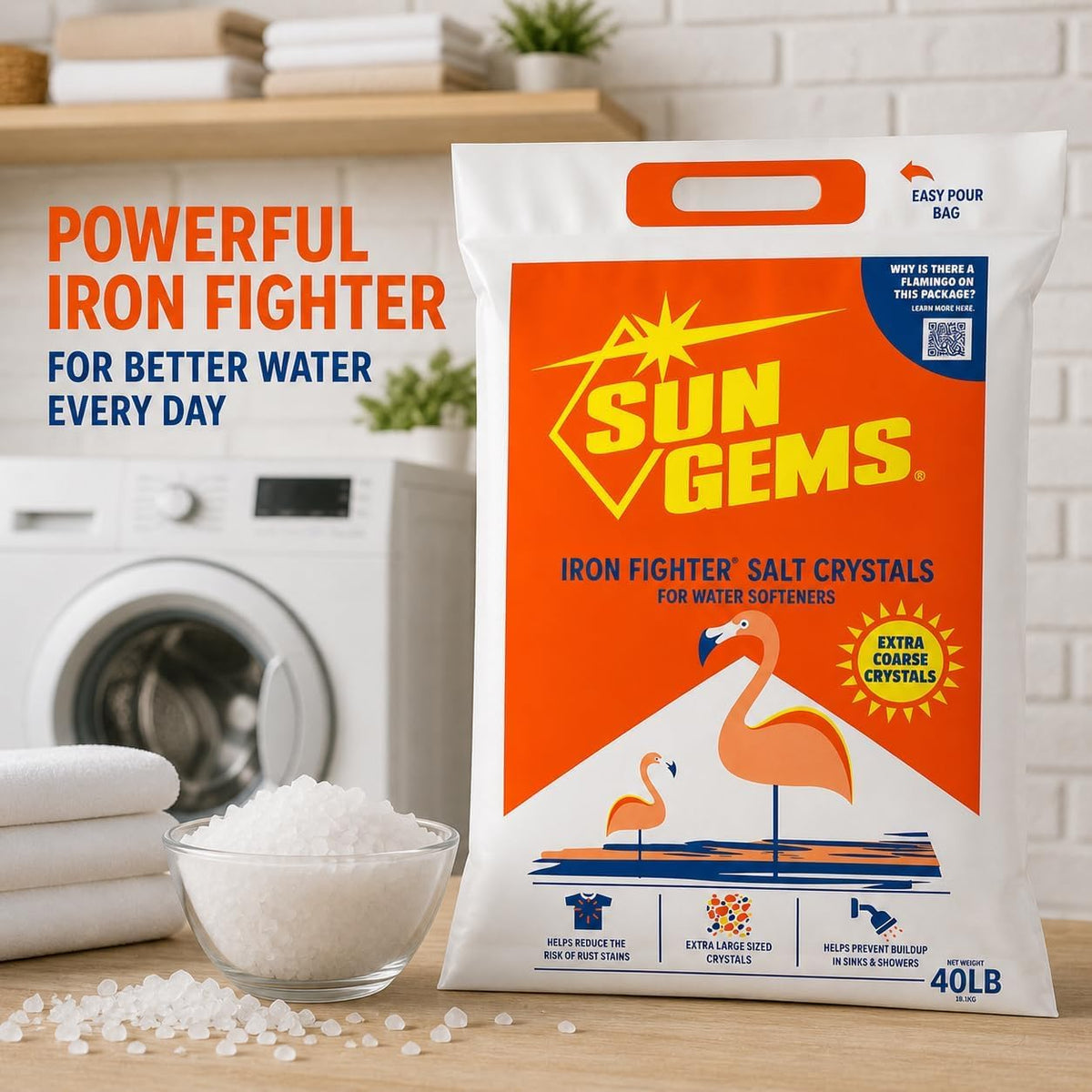 Water Softener Salt Crystals 40 lb Extra Coarse T82235