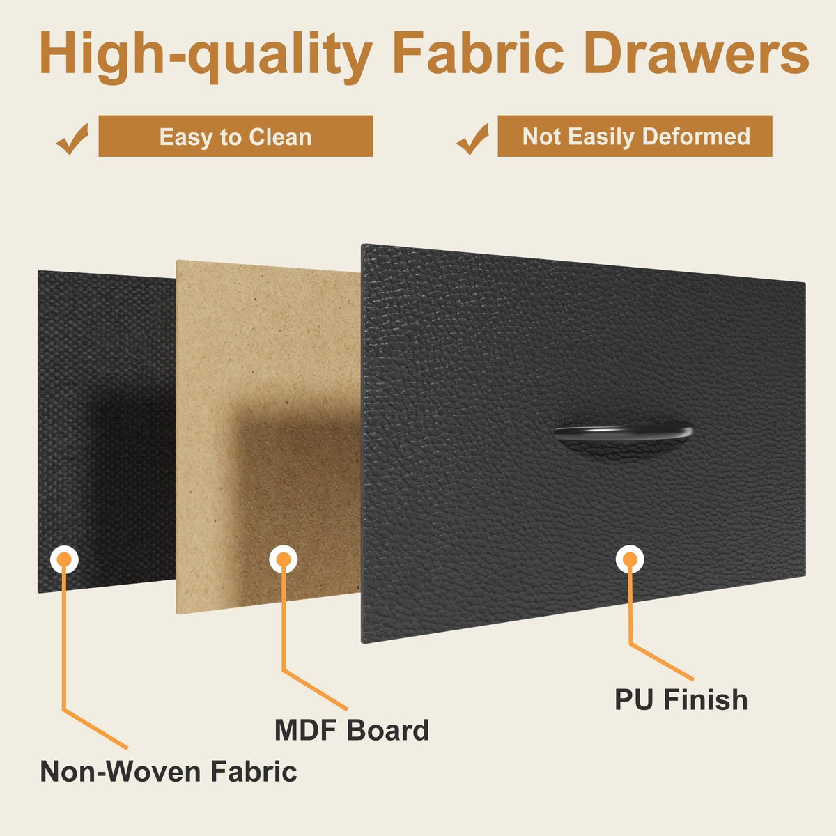 Black 4-Tier Bookshelf with 3 Fabric Drawers S19645