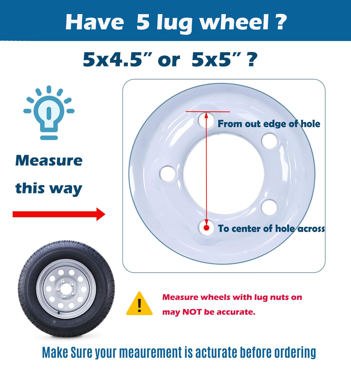 Trailer Tire Wheel ST205/75R15 8PR 5X4.5 White Spoke Pk2 C809340