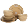 12 Piece Taupe Floral Dinnerware Set D525993