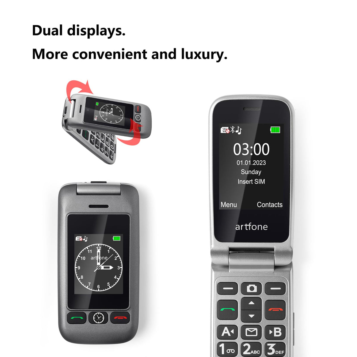 4G Unlocked Flip Phone with Big Buttons, SOS Button, Gray Q447767