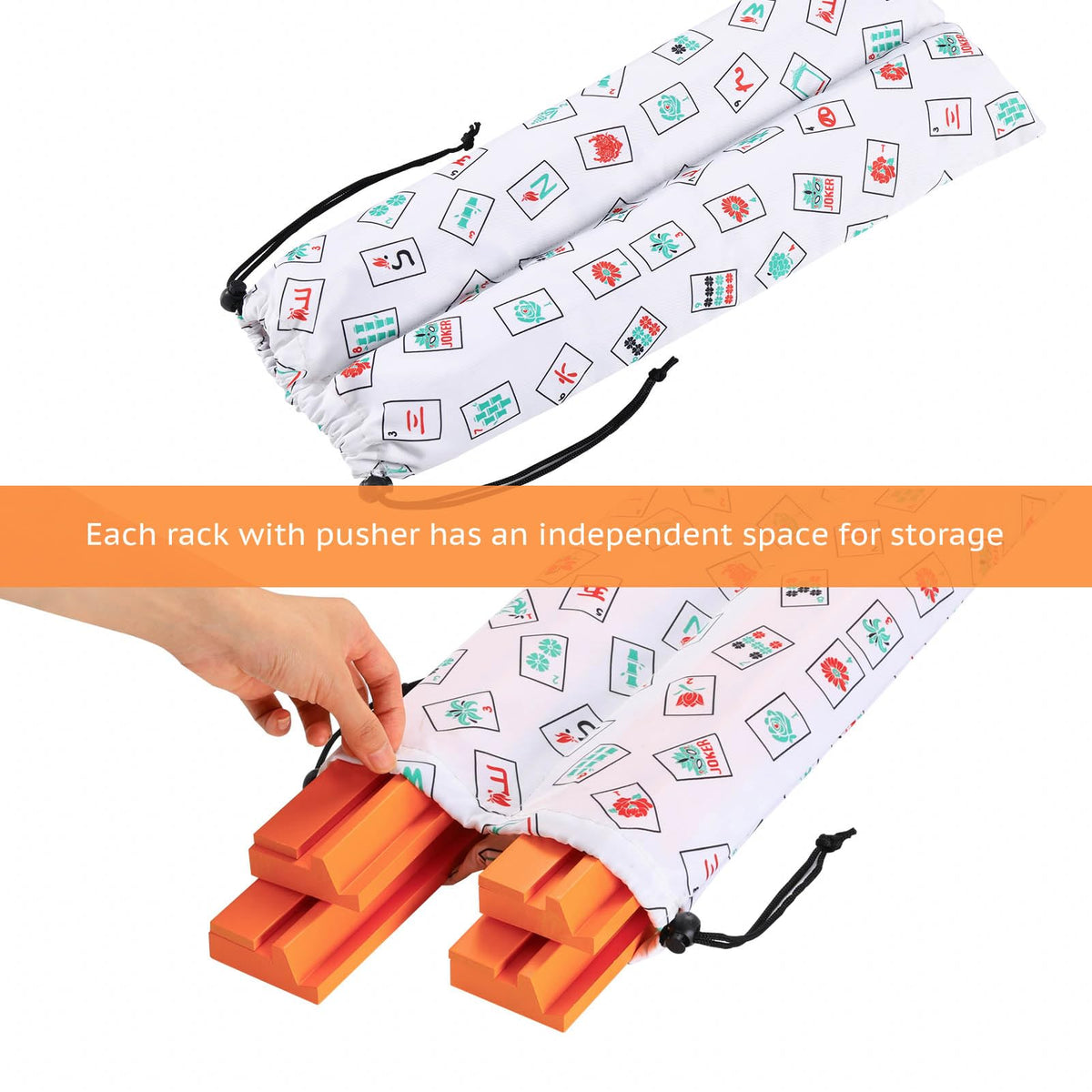 Orange Wooden Mahjong Racks with Pushers Set of 4 G185690