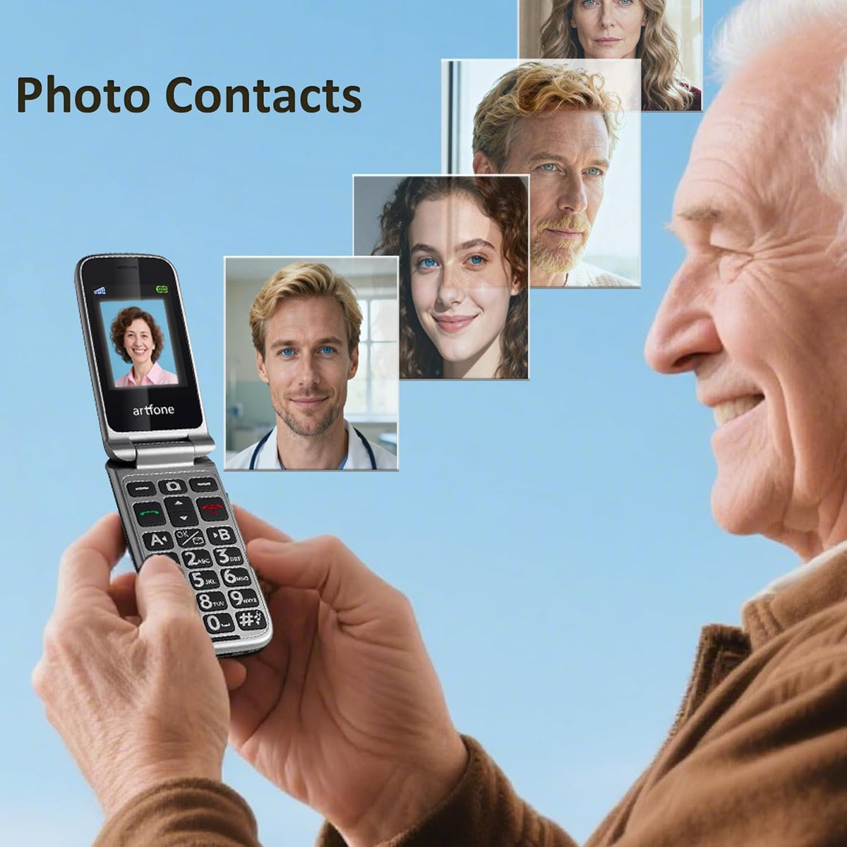 4G Unlocked Flip Phone with Big Buttons, SOS Button, Gray Q447767