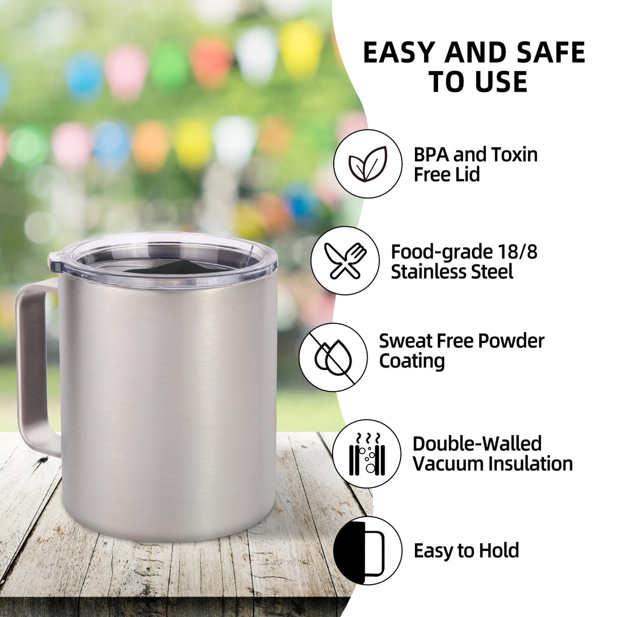 14oz Insulated Stainless Steel Coffee Mug with Lid 2 Pack S60445