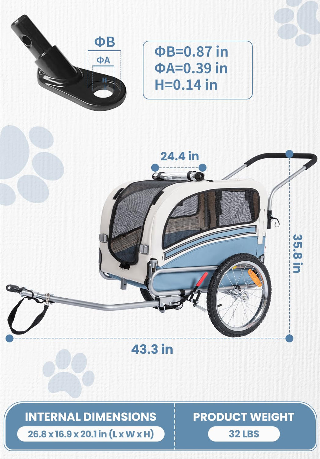 2 in 1 Pet Bicycle Trailer with 6" Stroller Wheel U30991