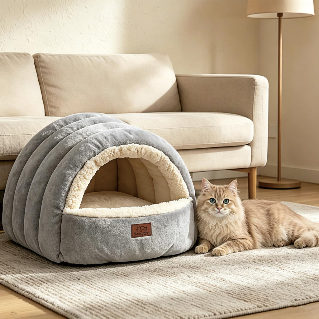 Covered Cat Bed Cave Grey D5426