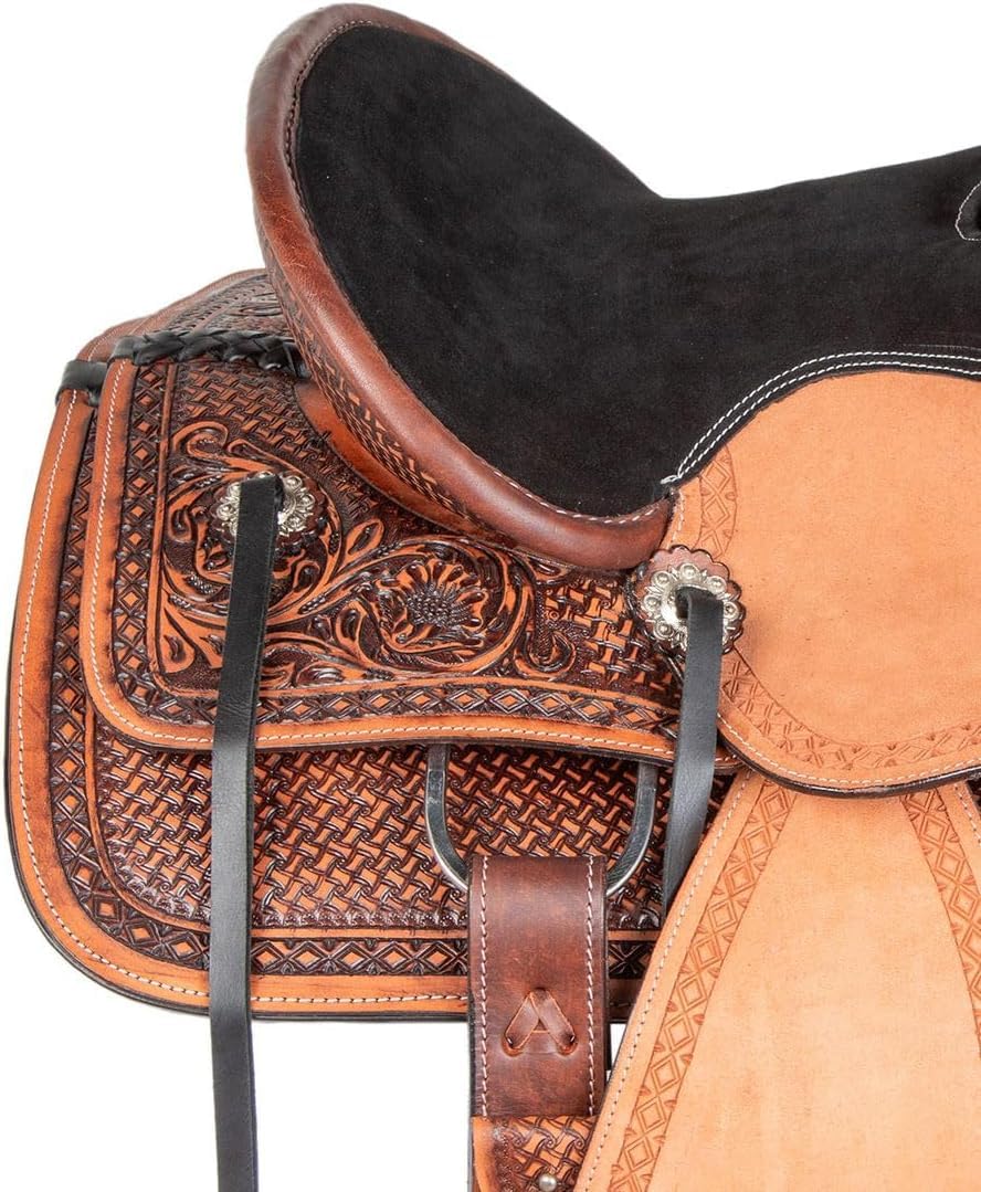 Leather Horse Saddle Set with Tack & Stirrups K393767