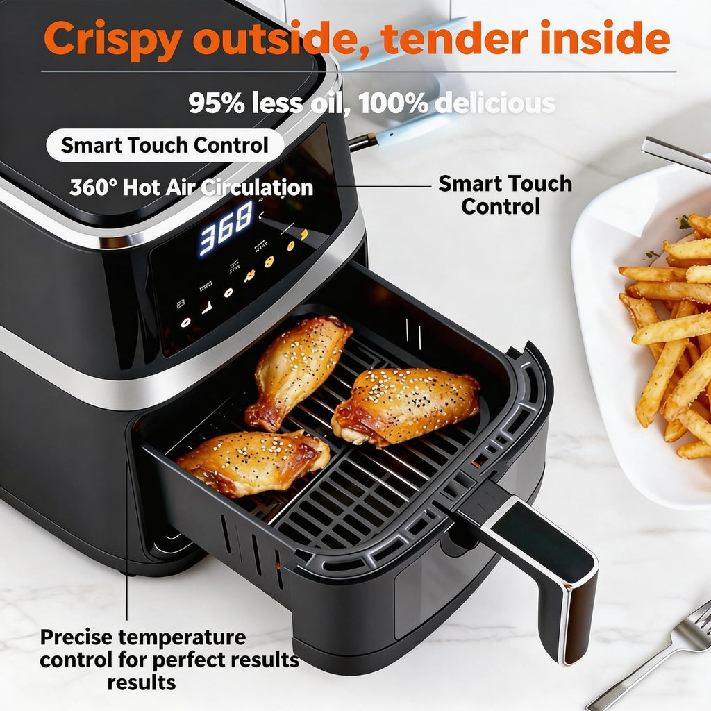 6 QT Family Size Air Fryer with Visible Cooking Window A6996