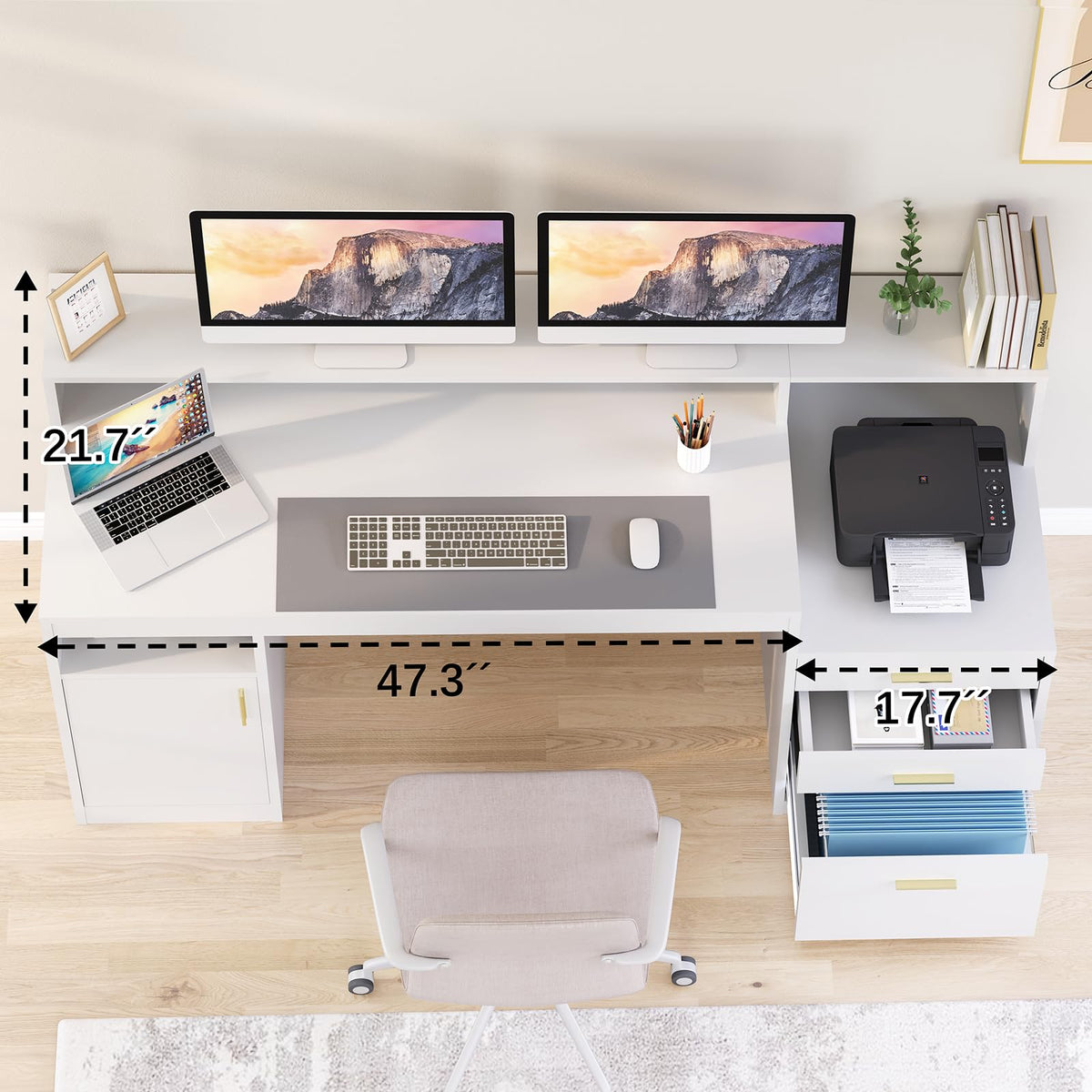 65" White Computer Desk with 3 Drawers P179706