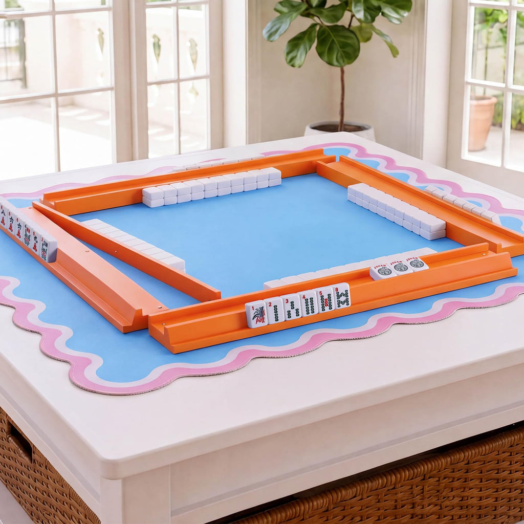 Orange Wooden Mahjong Racks with Pushers Set of 4 G185690