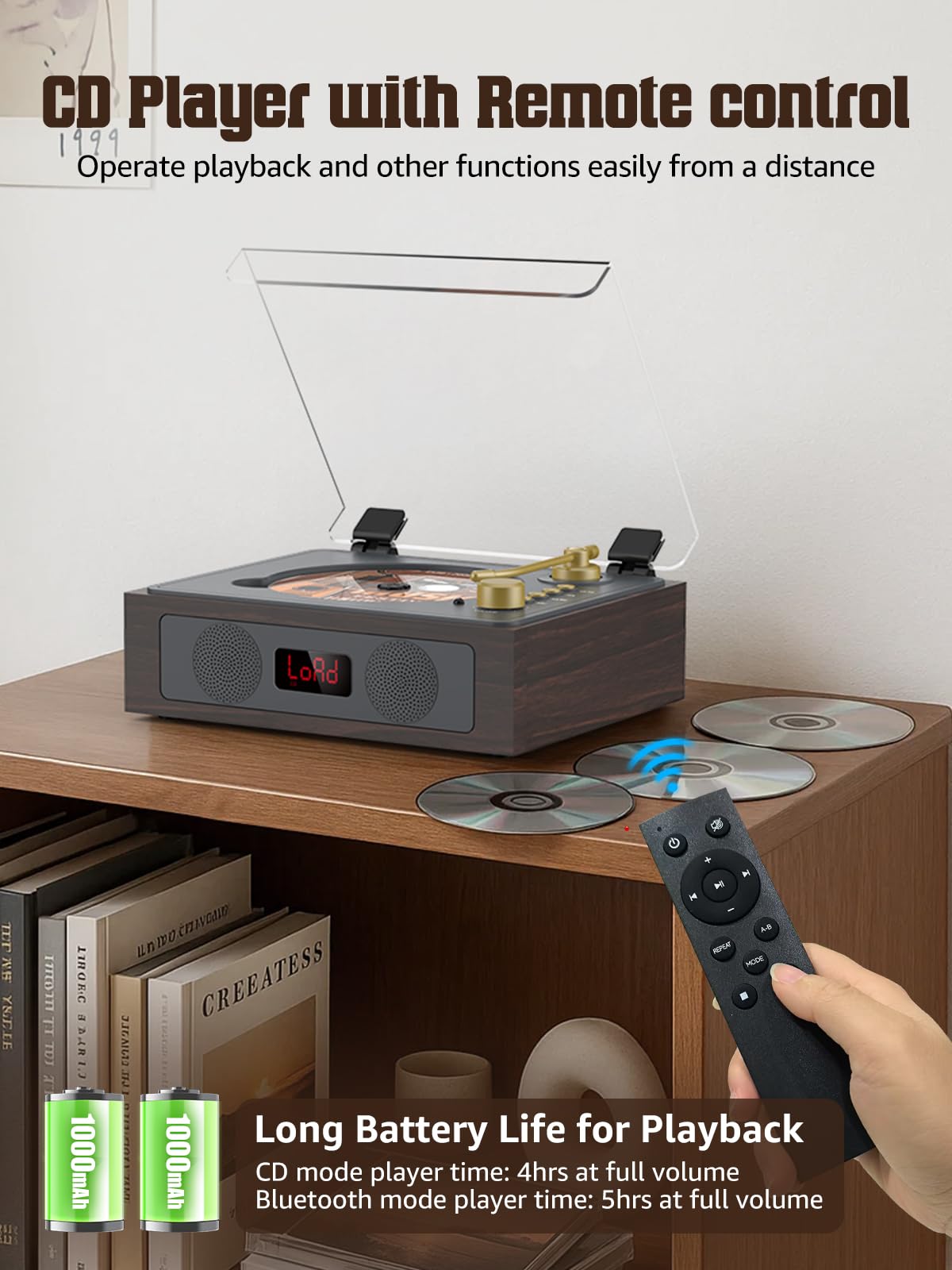 Portable CD Player with Built-in Speakers Bluetooth Q588