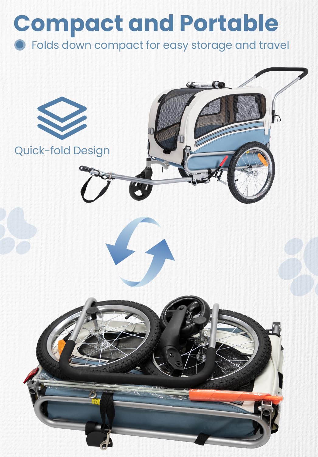 2 in 1 Pet Bicycle Trailer with 6" Stroller Wheel U30991