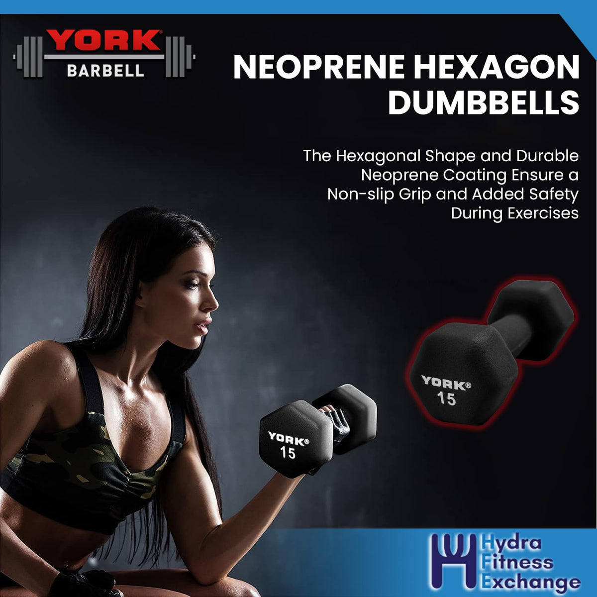 Neoprene Hexagon Dumbbells with Cast Ergo Handle 10lb Pack of 1 J119516