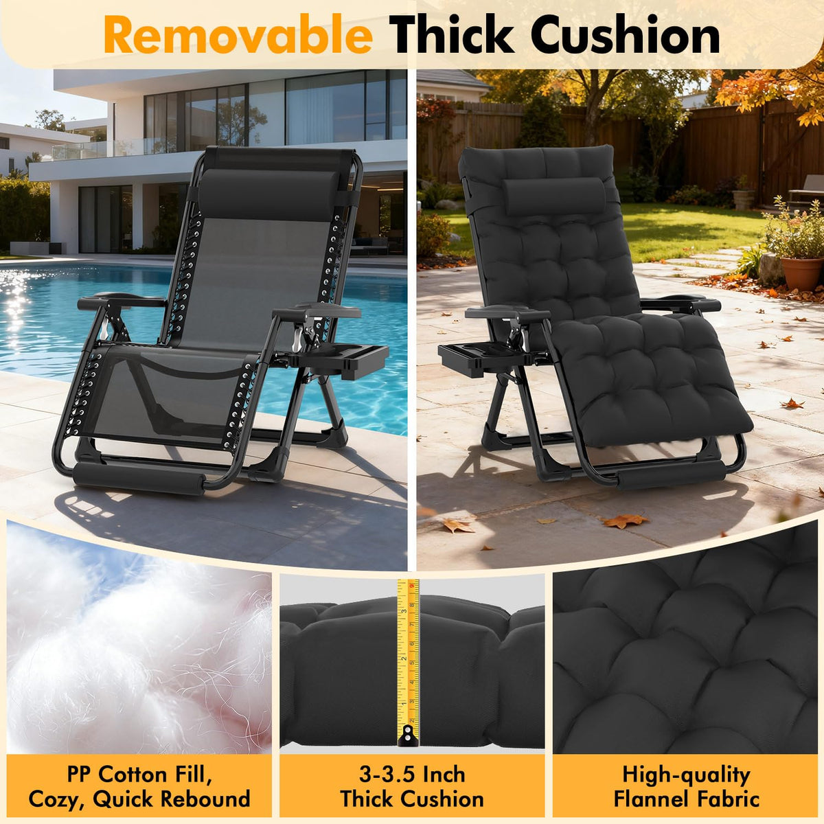 Oversized Zero Gravity Chair XL Black Z390