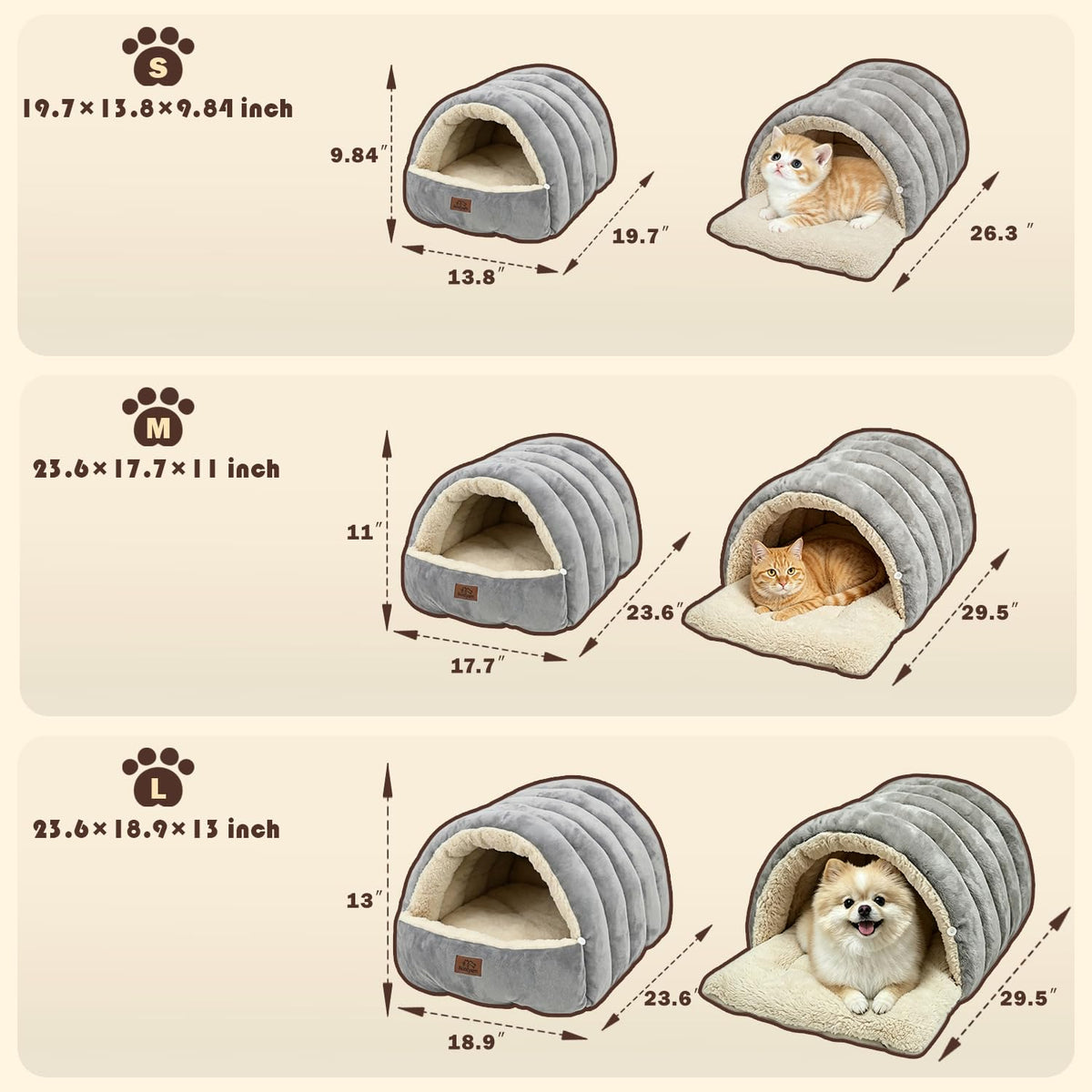 Covered Cat Bed Cave Grey D5426