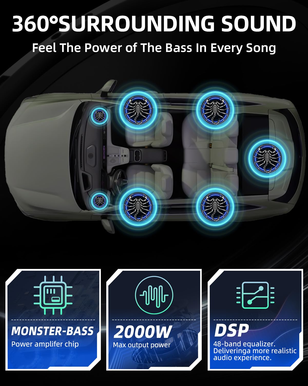 2000W 10 Inch Underseat Car Subwoofer and Amp Package Q1847