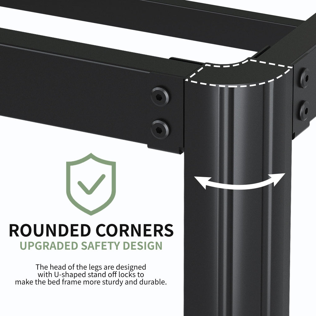 Black 7 Inch Queen Metal Platform Bed Frame S614
