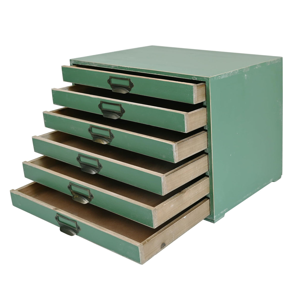 Vintage Wooden Storage Box with 6 Drawers Desktop Organizer Cabinet P982176