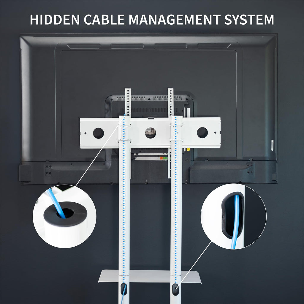 Mobile TV Cart for 32 to 83 inch Screens up to 110 lbs, White F324