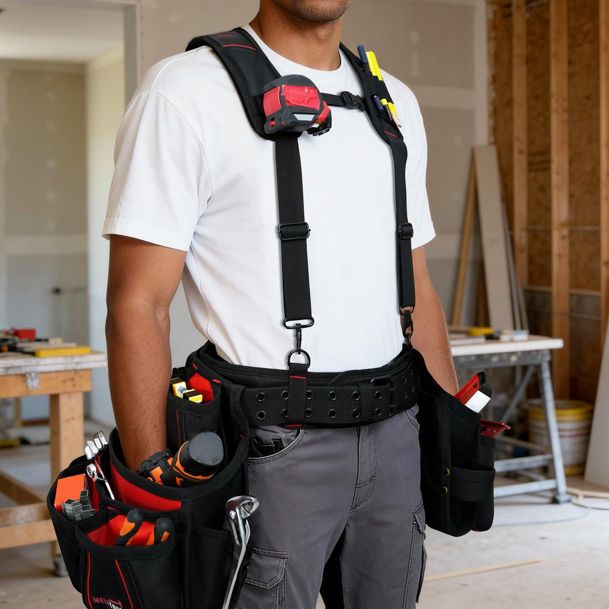 Tool Belt with Suspenders Heavy Duty Carpenter Apron G27046