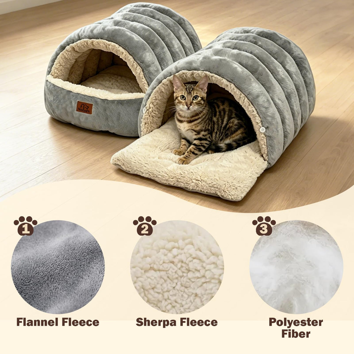 Covered Cat Bed Cave Grey D5426