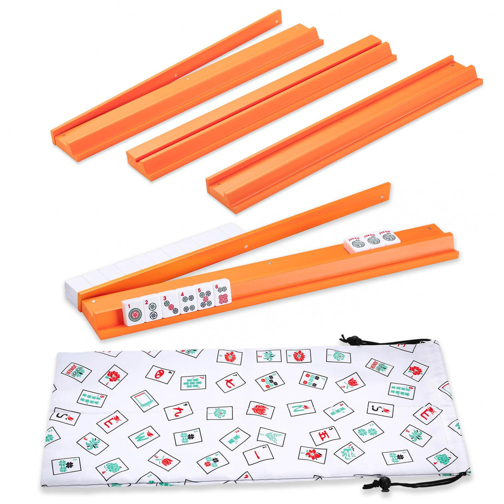 Orange Wooden Mahjong Racks with Pushers Set of 4 G185690