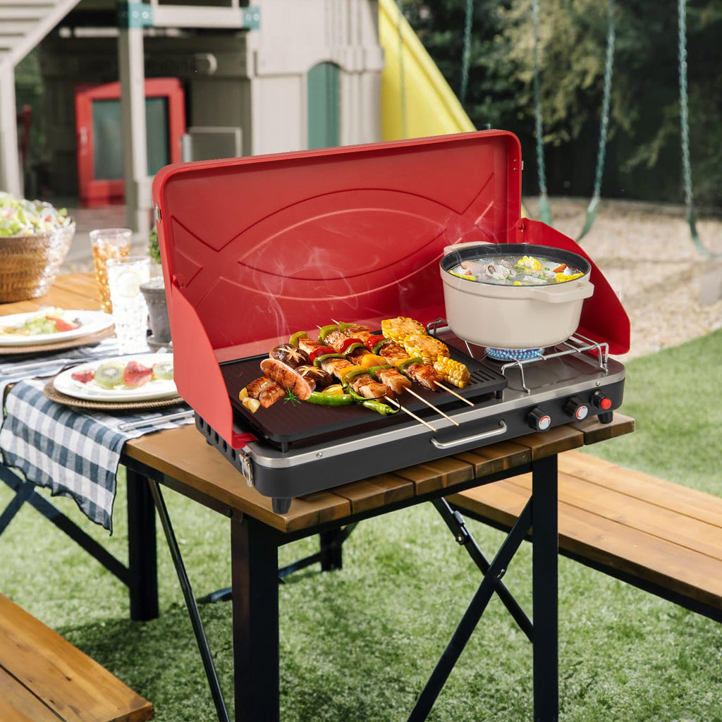 2-Burner Propane Camping Stove with Detachable Legs L21240