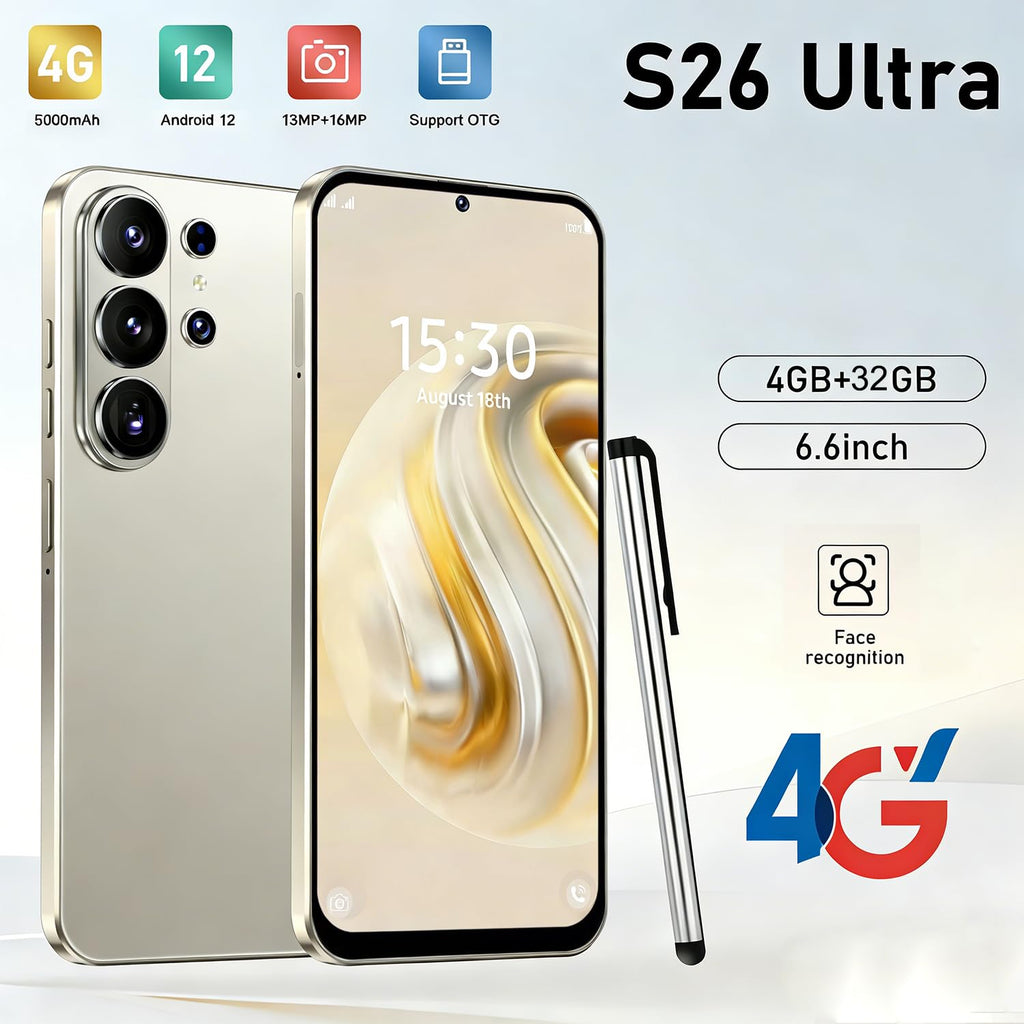 Unlocked 4G Smartphone 6.6" HD Display 4GB RAM 32GB ROM Black J78238