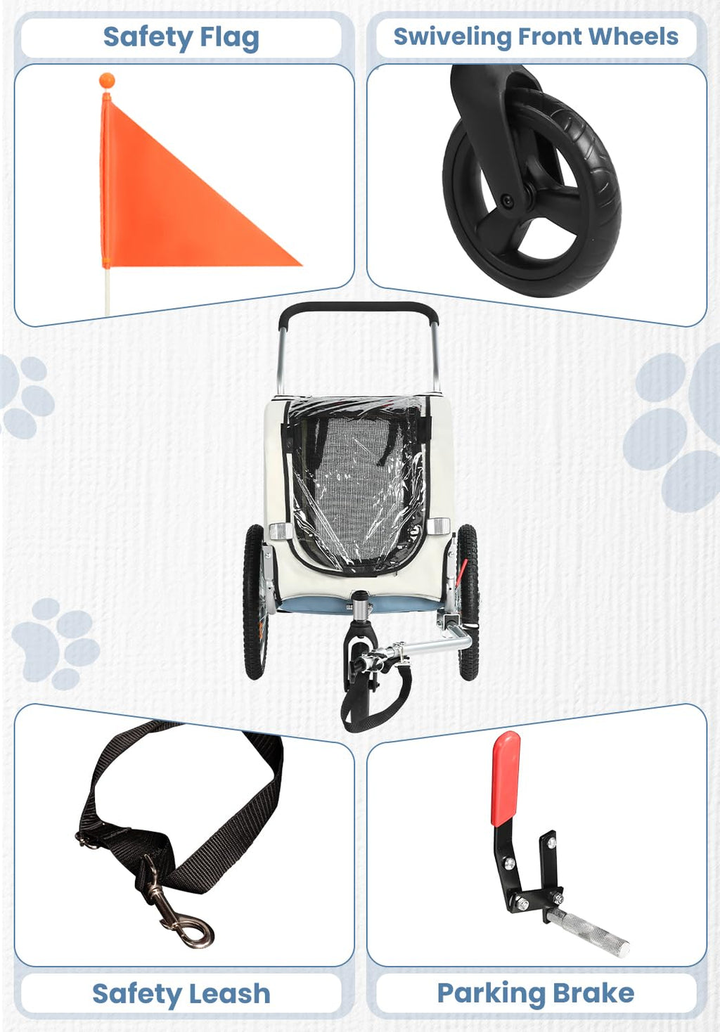 2 in 1 Pet Bicycle Trailer with 6" Stroller Wheel U30991