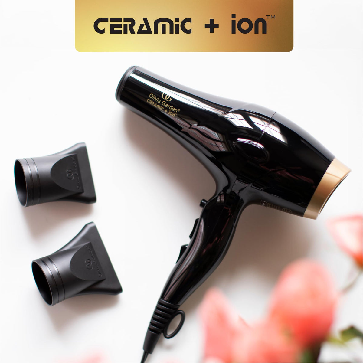 1875W Ceramic Ion Hair Dryer with 2 Nozzles D3721
