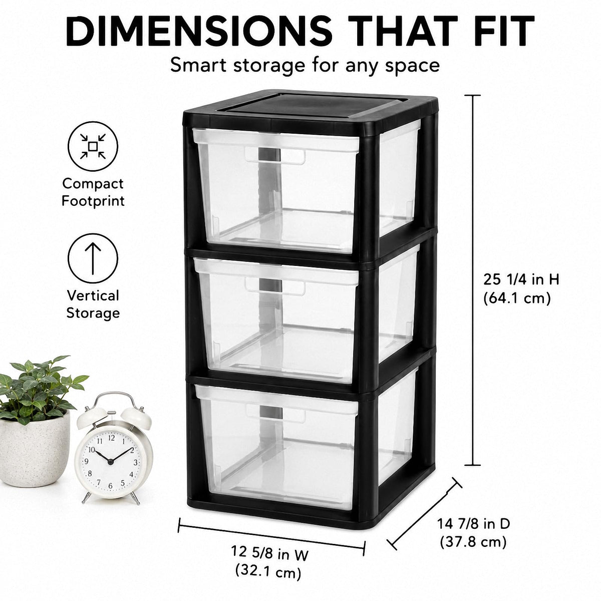 3-Drawer Plastic Storage Tower C515