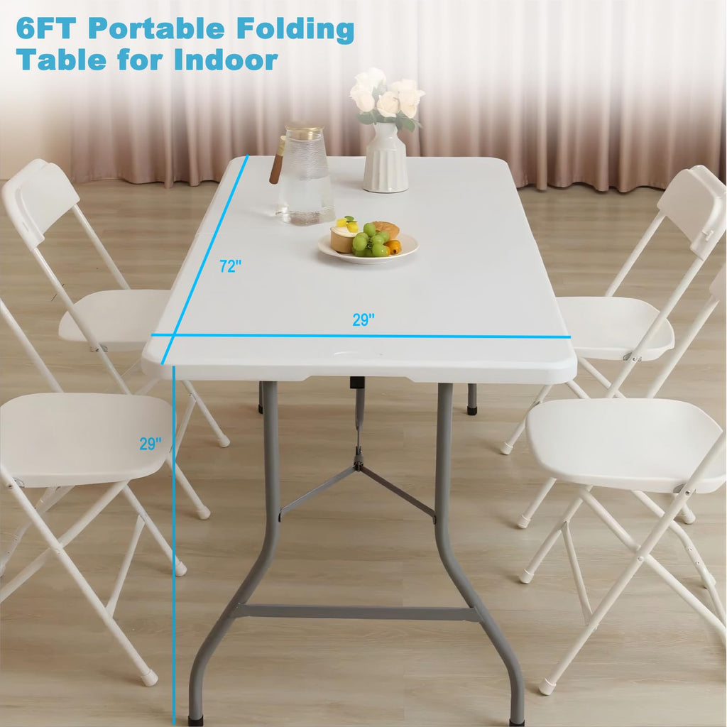 6FT White Portable Plastic Folding Table A39704