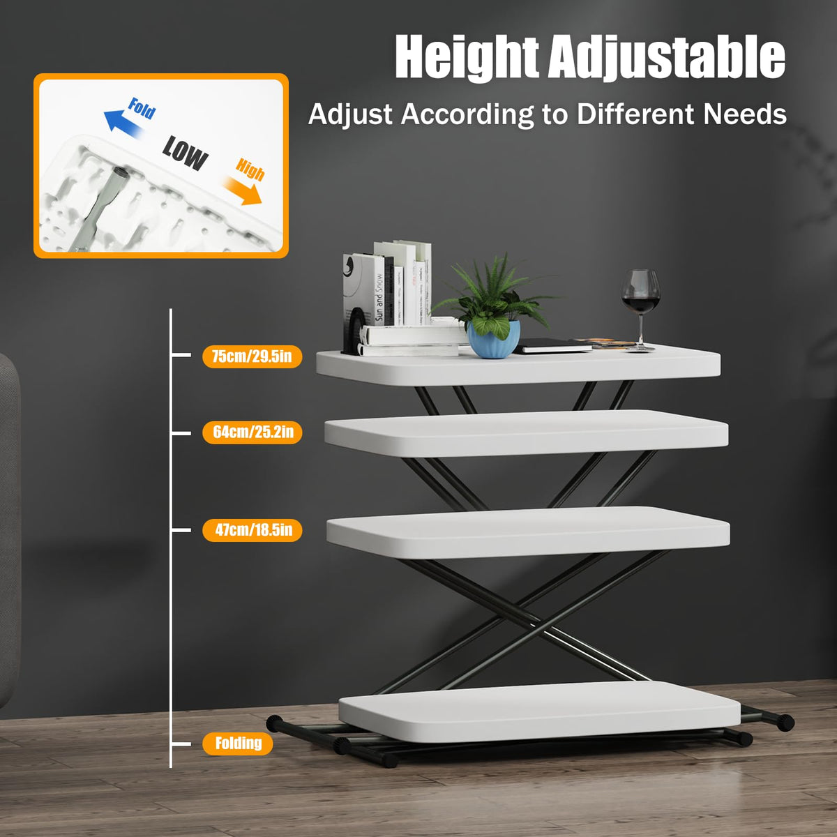 White 30" Folding Table W386